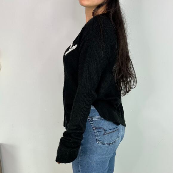 Wooden Ships Soft Fuzzy "Merry" Black & White Oversized Knitted Sweater - Picture 3 of 7